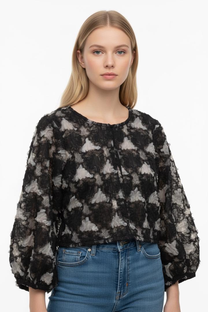 The Fil Coupé Cloud Puff-Sleeve Blouse