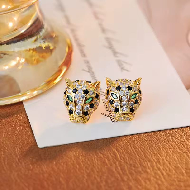 Sahara Emerald-Eye Panther Earrings