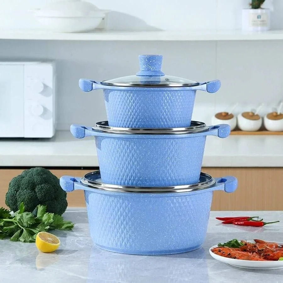 6 pcs Medical Stone,Die Cast Marble Cookware